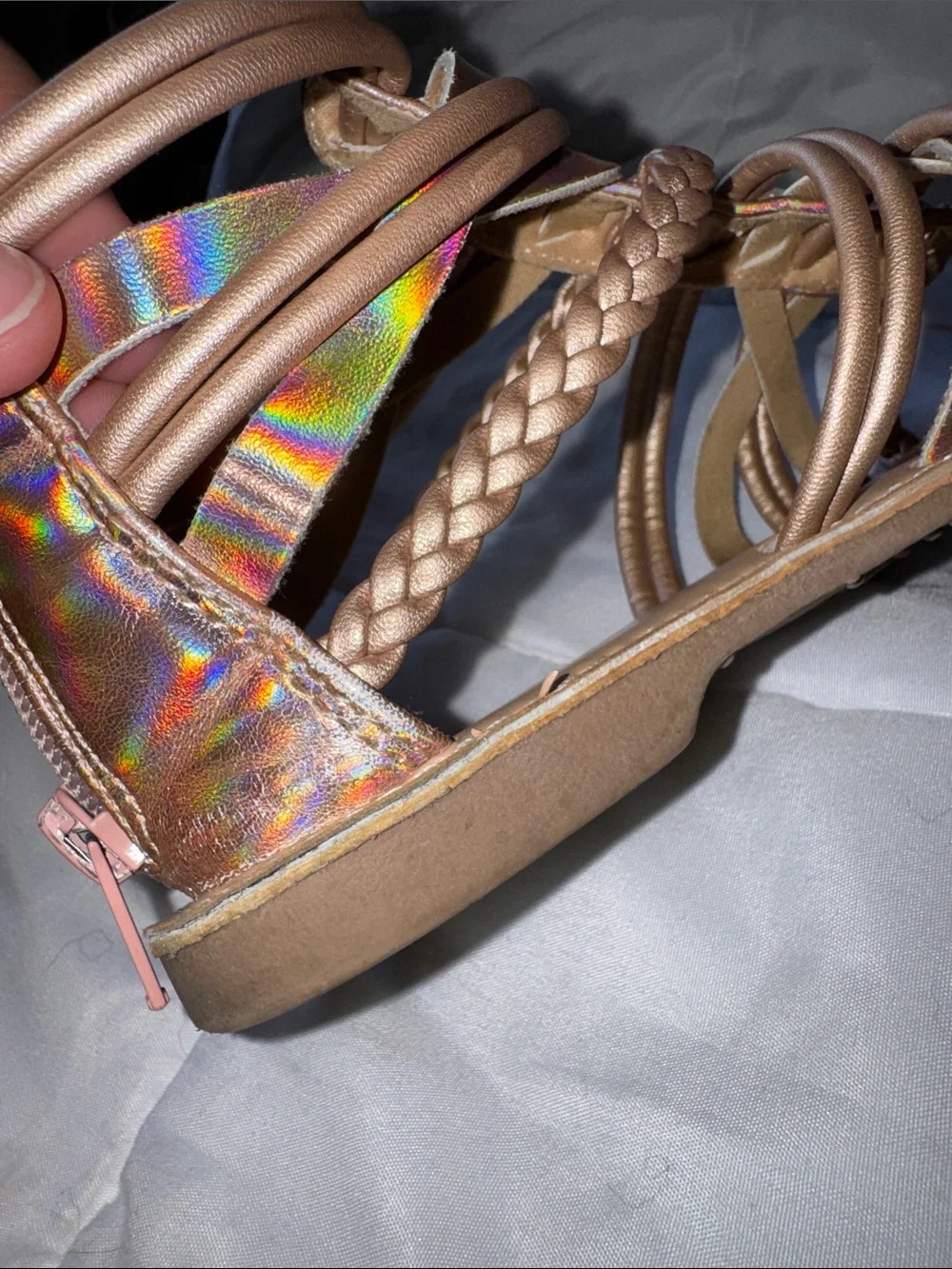 Sonoma Bronze Holographic Braided Gladiator Sandals